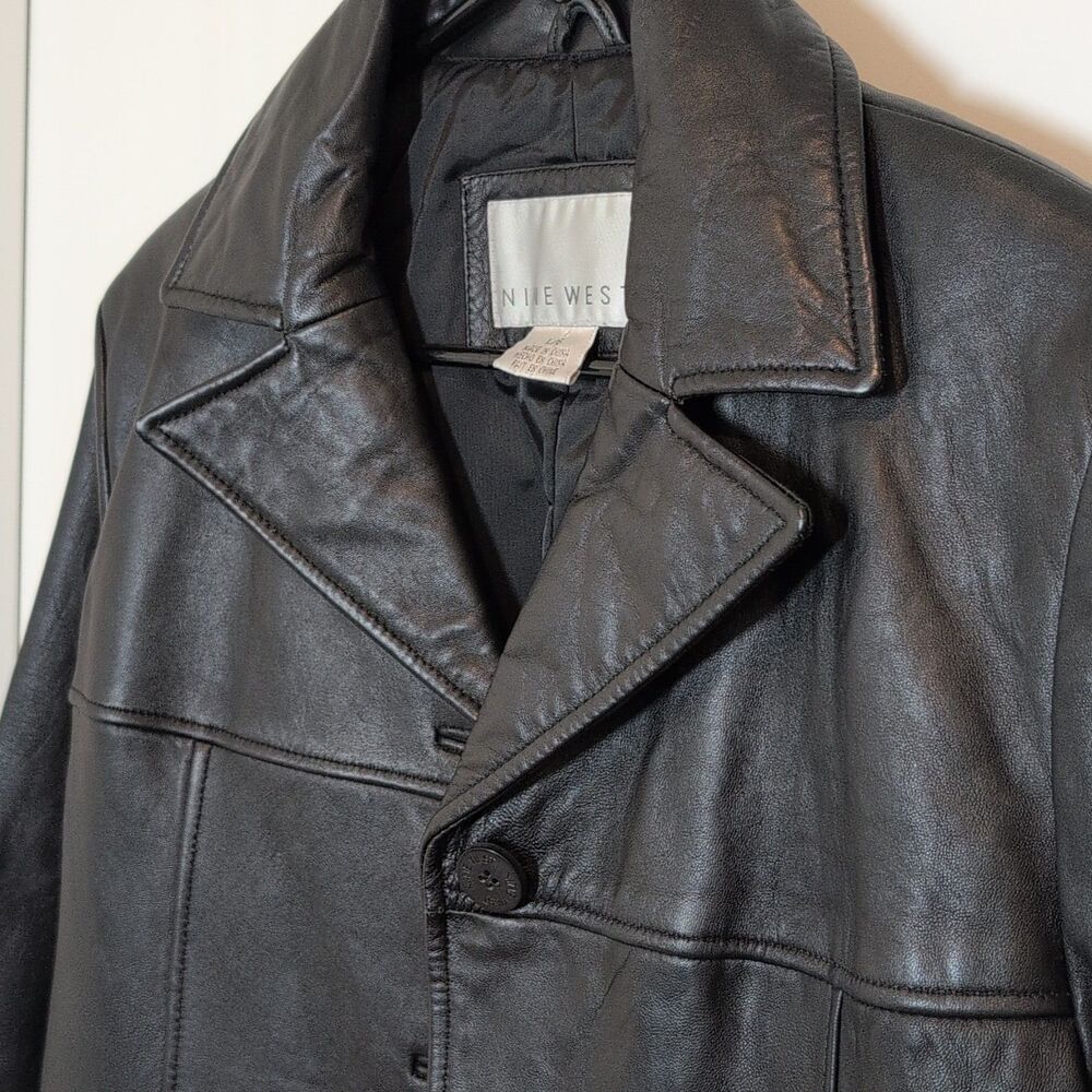 Nine West Women's Black Button Front Collared Jacket With Pockets Lined Size L - Picture 3 of 12